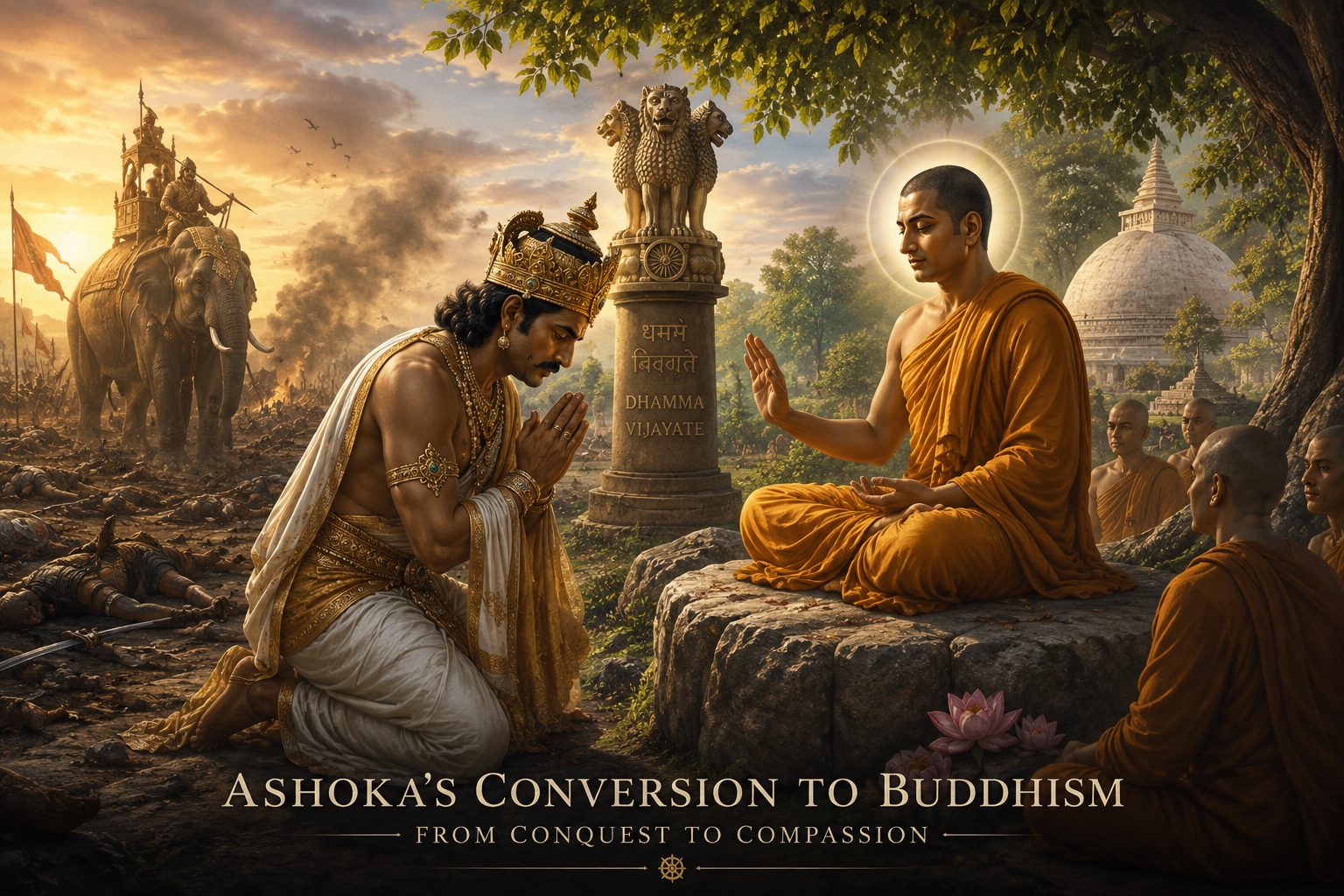 Why Ashoka adopted Buddhism?